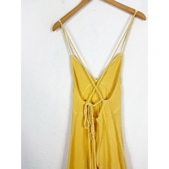 Jen’s Pirate Booty Gozzo Yellow Jumpsuit XS Halter Crop Wide Leg Terry Cloth - Picture 12 of 14